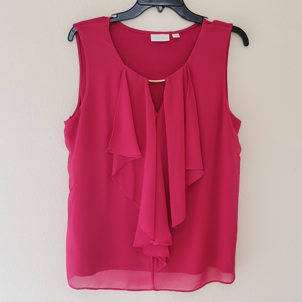 New York & Company Pink Stretch Blouse, Size L